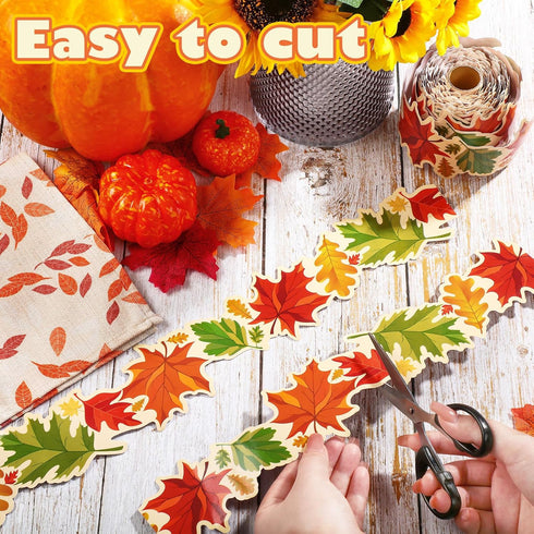 Fall Maple Leaf Border 68.9 Feet Bulletin Board Border with Butterflies Flowers for Classroom Chalkboard Decor