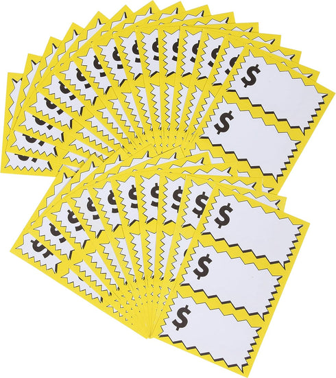Sunburst Systems 7071 Large Item Pricing Stickers, 75 Count, 4" x 2.25", Yellow and White