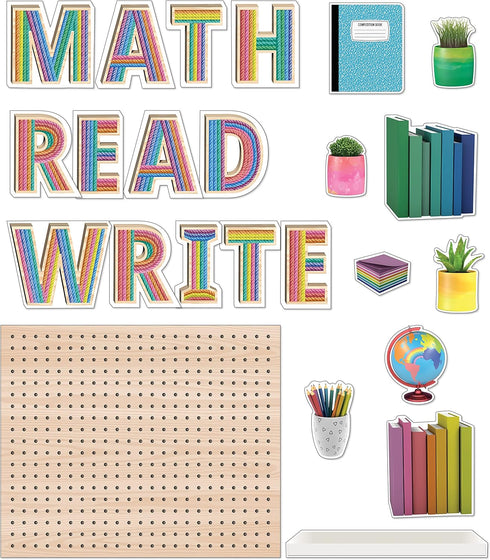 Carson Dellosa 31-Piece Subject Bulletin Board Set - Read, Write, and Math Signs for Bulletin Boards