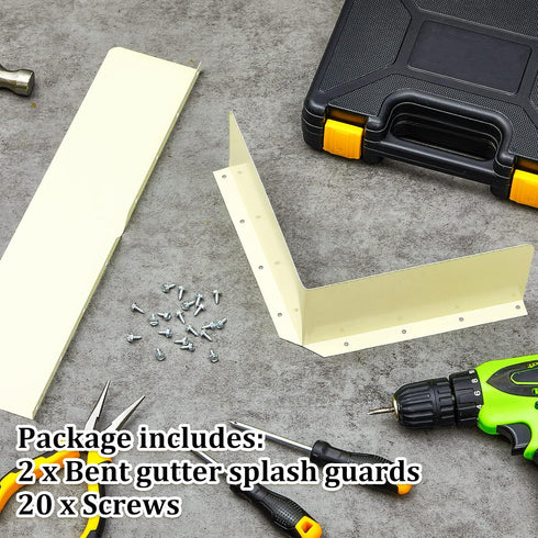 Yexiya 2 Pcs Rain Gutter Valley Splash Guards, Downspout Diverter with 20 Pcs Matching Screws, Almond