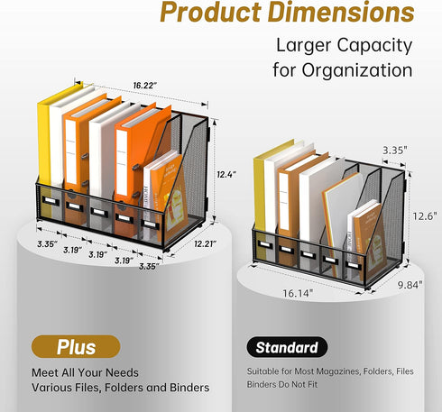 DALTACK Desk Organizers, Magazine Binder Folder Holder with 5 Vertical Compartments for Office Home School