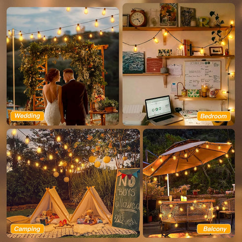 S11 30 3 Dimmable 15+1 Bulb Ollny Outdoor String Lights with Remote, FT Modes Timers Waterproof Connectable Patio