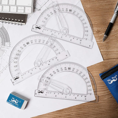 Mr. Pen Protractor, 6 Inches with Swing Arm, Pack of 3