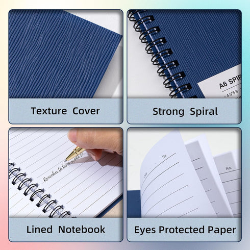FLYING EAGLE Premium 4x6 Small Spiral Notebook, 6 Pack, A6 Mini Journal, 468 Pages, 3 Color