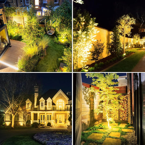 2W 9.8ft IP65 2-IN-1 T-SUNUS Christmas Solar Landscape Spotlights Warm White, Garden Spot Lights Outdoor Cable