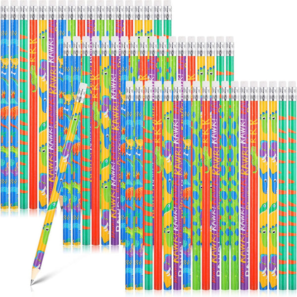 Dinosaur Pencils with Eraser for Kids, Assorted Colorful Pencils, Novelty Fun Wood Pencils for Dinosaur Themed Party