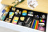 CAXXA 3 Slot Drawer Organizer with 4 Adjustable Dividers for Makeup & Office Supplies, Black