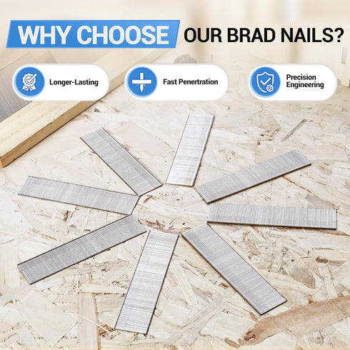 meite 18 Gauge Stainless Steel Brad Nails: 3/4 Inch 18GA Nails for Pneumatic and Electric Brad Nailer Gun