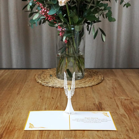 Dekali Designs Guardian Angel Pop Up Card, 3D Get Well Card, Funeral, Memorial, Christmas with Angel Blessing