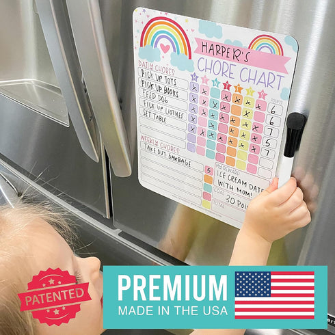 Magnetic Chore Chart for Kids, Good Behavior Chart at Home, Dry Erase Daily Weekly Responsibility List