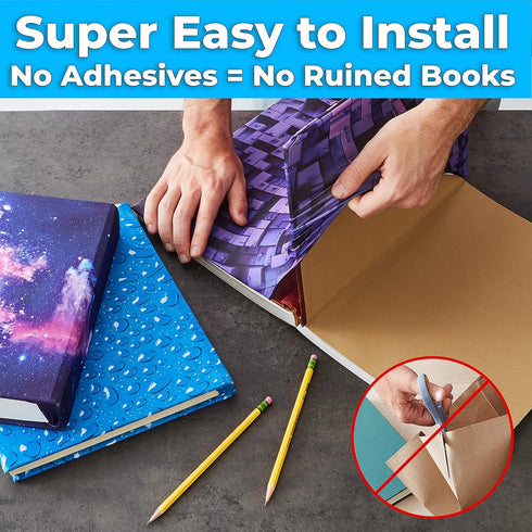 Jumbo Stretchable Book Cover Food Design 3 Pack for Hardcover Textbooks, Washable and Reusable