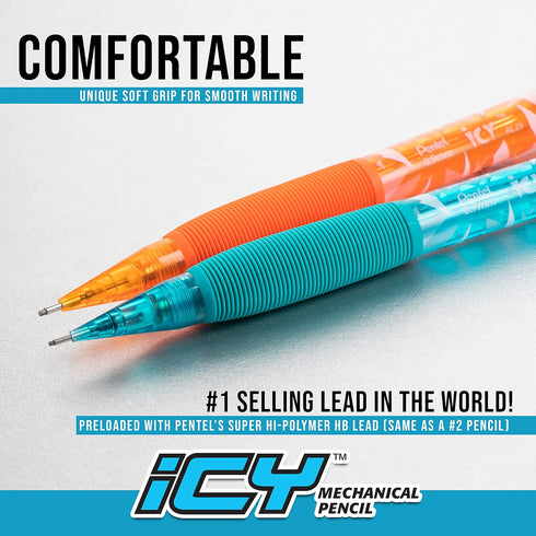 Pentel ICY Mechanical Pencil (0.9mm) - Tinted Lime Green Barrel, 12 Pack (AL29TK)