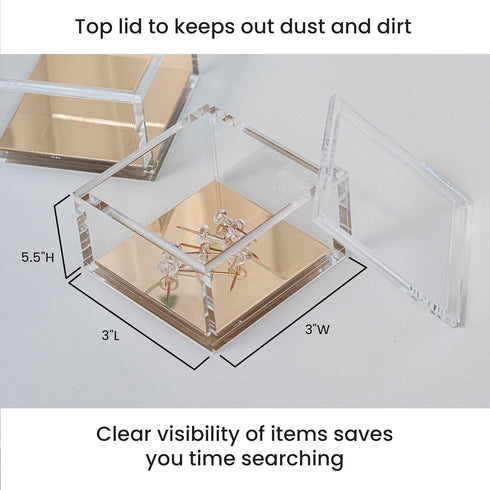 OfficeGoods 3-Tier Stackable Acrylic Holder, Stylish Desk Organizer for Office or Home with Gold Metal Base