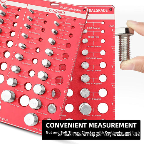Thread Checker, Nut and Bolt Identifier Gauge with Inch and Centimeter Ruler, 19 Standard & 15 Metric