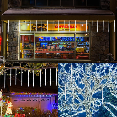 12 Inch 8 288 LJLNION Meteor Shower Lights, Outdoor Icicle Christmas Lights, Tubes LED Iciclelights Snow Falling Light