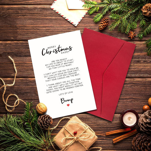 Daddy to be Poem Christmas Card with Envelopes, Funny Christmas Gifts for Dad, Unique Christmas Gift ideas for Daddy