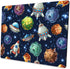 Kids Mouse Pad - Comic Space Design with Planets and Spaceships, Personalized Mouse Mat for Office