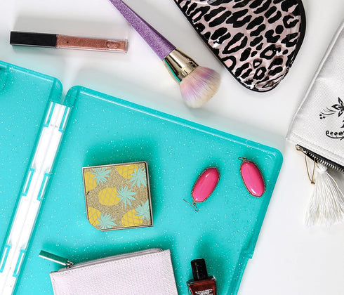 Dexas Slimcase 2 Storage Clipboard, Teal Glitter, A4 Holder for Organizing, Carrying, and Storing Office Supplies