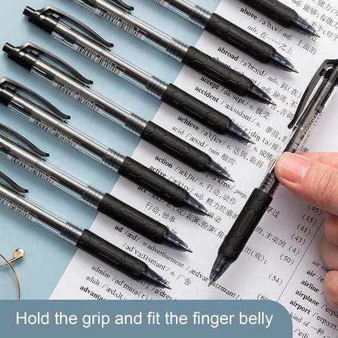 M&G Gel Pens, 0.5mm Black Medium Point, 30 PCS Retractable Gel Ink Rollerball Pens with Comfort Grip