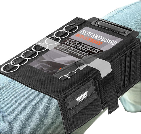 Performore Pilot Kneeboard - Includes Clipboard, Knee Strap & 7 Rings, Secure Aviation Knee Board for Professionals