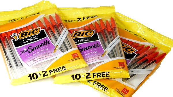 Bic Cristal Xtra Smooth Red Ink Ball Stick Pens (36 Count)