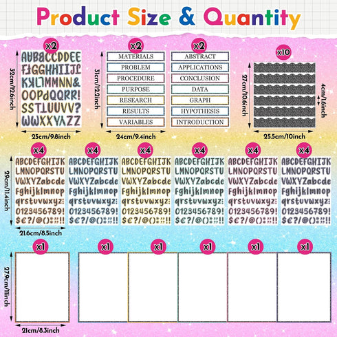 96Pcs Set 8 10 WATINC Composition Science Fair Board Supplies - Self Adhesive Science Fair Project with Letter Sticker