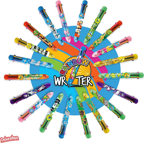 8-in-1 Space Pen by Deluxebase. Multicolored Retractable Novelty Ballpoint Pen with Cute Animal Design. Smooth Ink