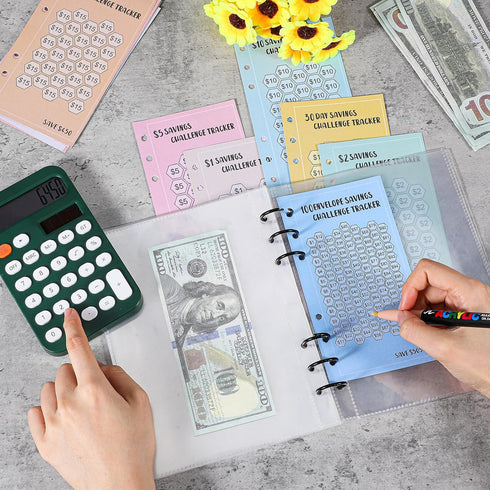 Matwsec 48 100 6 A6 Sheets Envelopes Money Saving Challenge Binder Trackers, Ring Binder Savings Challenge Trackers