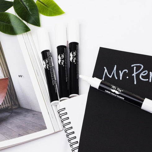 4 Pack, 8x Mr. Pen- Liquid Chalk Marker Pen, Labels, White Non-Toxic Odorless Chalk Markers, Dual Reversible Chisel