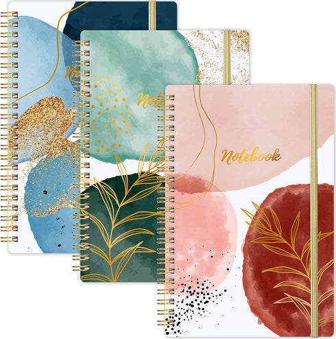 Notebook - 3 Pack A5 Lined Journal Notebooks, Classic College Ruled Spiral Notebook, 8.3'' x 6'', Thick Paper for