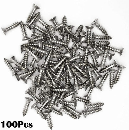 5 x 20mm Flat Head Phillips Drive Screws - Self Drilling 304 Stainless Steel Drywall Wood Screws (100Pcs)