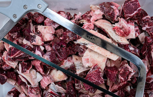 16" MEAT! Meat Saw with a Stainless Steel Blade, Comfort Grip Handle, and Adjustable Blade Tension for Slicing through