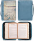Christian Art Gifts Bible Cover, Men/Women's Footprints, Blue Poly Canvas, Medium