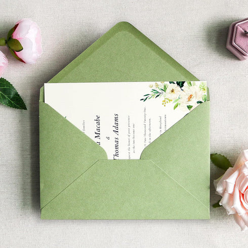 PONATIA 50 PCS/Pack A7 Envelopes, 5.35 x 7.5'' Sage Green Envelopes, Perfect For 5 x 7'' Wedding Invitation Cards, Graduation Invite, Acrylic Invitations, Photos by ponatia