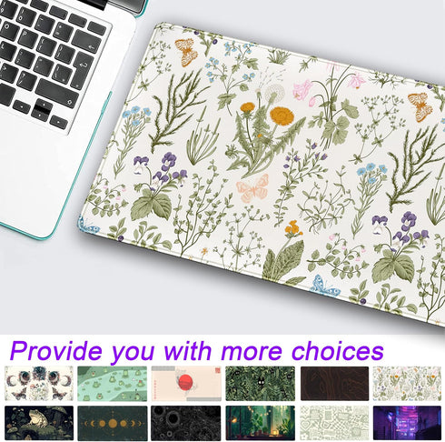 Cute Flowers Desk Mat Pressed Dried Floral Mouse Pad Neutral Beige Sage Green XXL Large Extended Gaming Mousepad Deskmat 31.5x15.75 in, Laptop Keyboard and Mouse Mat for Women Office Gamer Girl by DCJJM