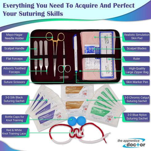 Suture Kit for Medical Students + Online Suturing Course Access by The Apprentice Academy, Designed by Experienced