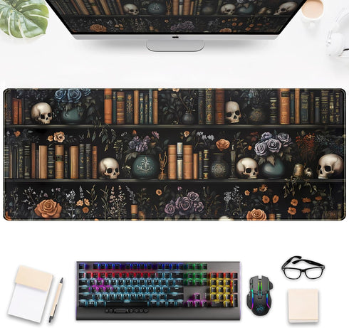 DSKGSJH Dark Bookshelf Desk Pad Gothic Gaming Mouse Mat XL, Black Large Computer
