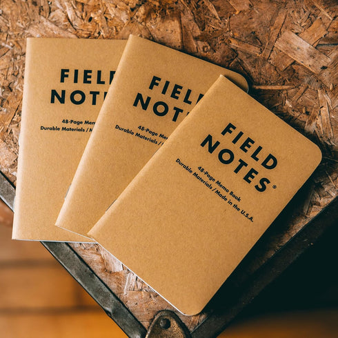 Field Notes Original Kraft 3-Pack, Mixed Paper Memo Books (1 Graph/Grid, 1 Ruled/Lined, 1 Plain/Blank)
