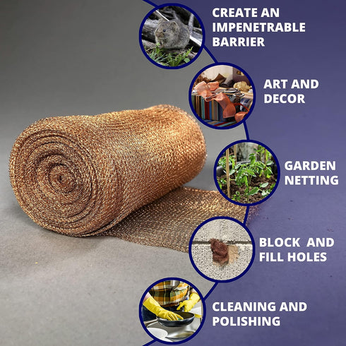 AWF PRO Copper Mesh for Pest Control, 4" x 60', Pack of 3, Rust and Bacteria Resistant for Homes and Gardens