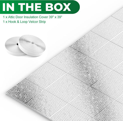 39" 39", Forestchill Attic Door Insulation Cover, Attic Stairs Ceiling Shutter Seal Cover with Velcor Strips, Air Tight