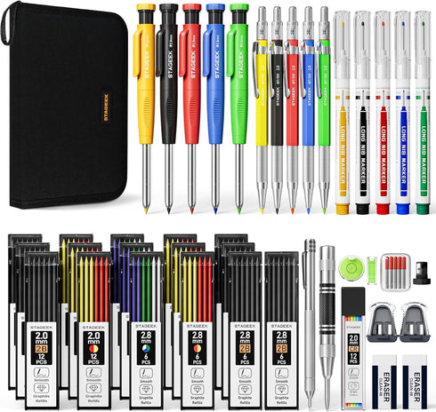 STAGEEK 49 Pack Carpenter Pencil Set with Sharpener, Carpenter Pencils with Deep