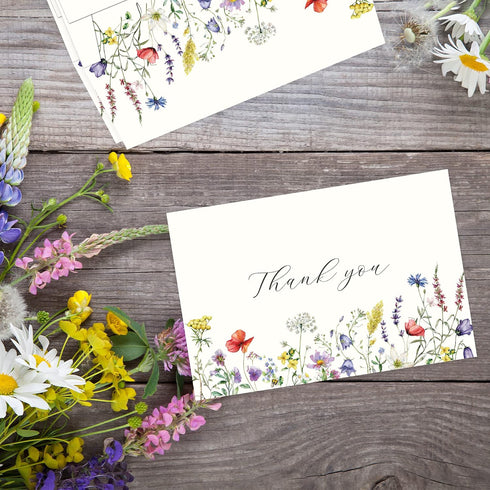 4x6 Midsummer Multipack 20-Pack) Gooji Floral Thank You Cards with Envelopes (Bulk Matching Peel-and-Seal Envelopes