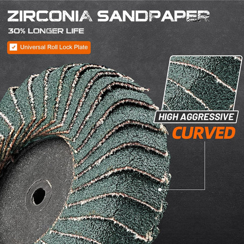 10PCS 2 Inch Curved Flap Disc Roll Lock Quick Change Sanding Discs, 1/4" Holder for Die Grinder, 80 Grit Metal