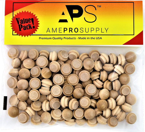 Maple Wood Plugs - 3/8 inch Mushroom Top Screw Hole Plugs (120 Pack)