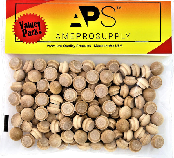 Maple Wood Plugs - 3/8 inch Mushroom Top Screw Hole Plugs (120 Pack)