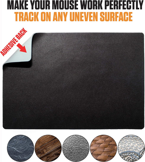 Mouse Pad with Adhesive Bottom, Sticks to Any Surface, Portable with Webcam Covers and Screen Cleaner Included (Blank