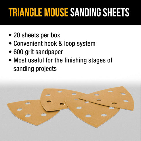 Dura-Gold Premium Triangle Oscillating Mouse Sanding Sheets - 600 Grit, Box of 20