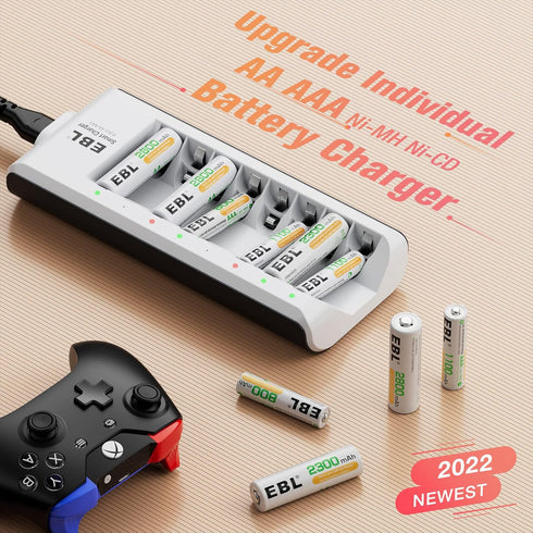 EBL 8 Count 2800mAh AA Rechargeable Batteries with Charger