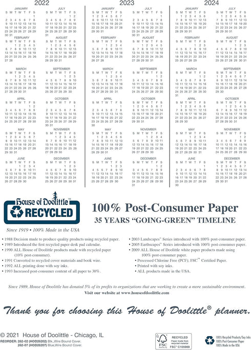 House of Doolittle 2022 Calendar Planner - Monthly, Blue Cover, 8.5 x 11 Inches, December - January (HOD26207-22)