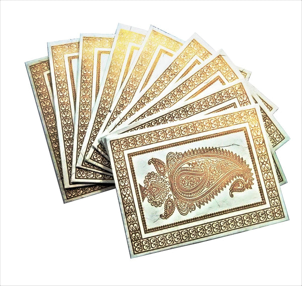 Purpledip Paper Card-Envelope Pack (Set of 10) 'Serenity' - Handmade Organic Paper Cards